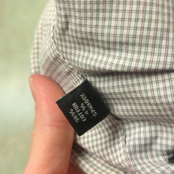 Calvin Klein Fine Plaid Slim Fit Stretch Button Down Shirt - Picture 4 of 4